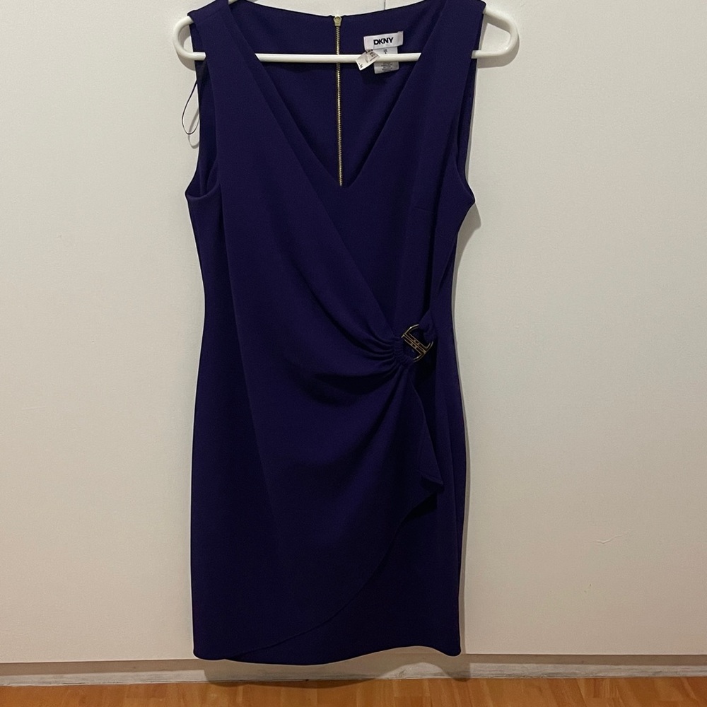 DKNY Elegant Purple Midi Dress